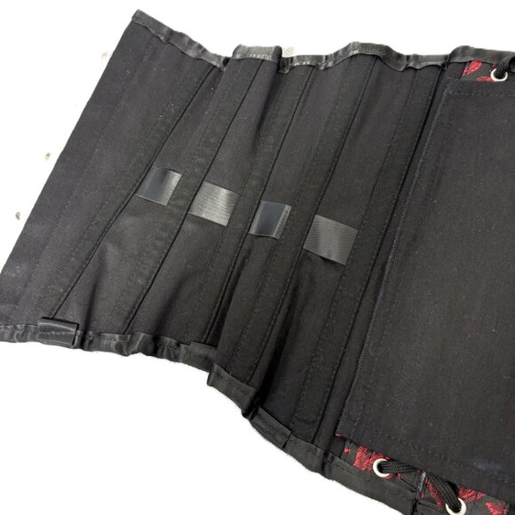 * Red Black brocade Underbust Corset Waist Cincher EUC Size 24 main image 6